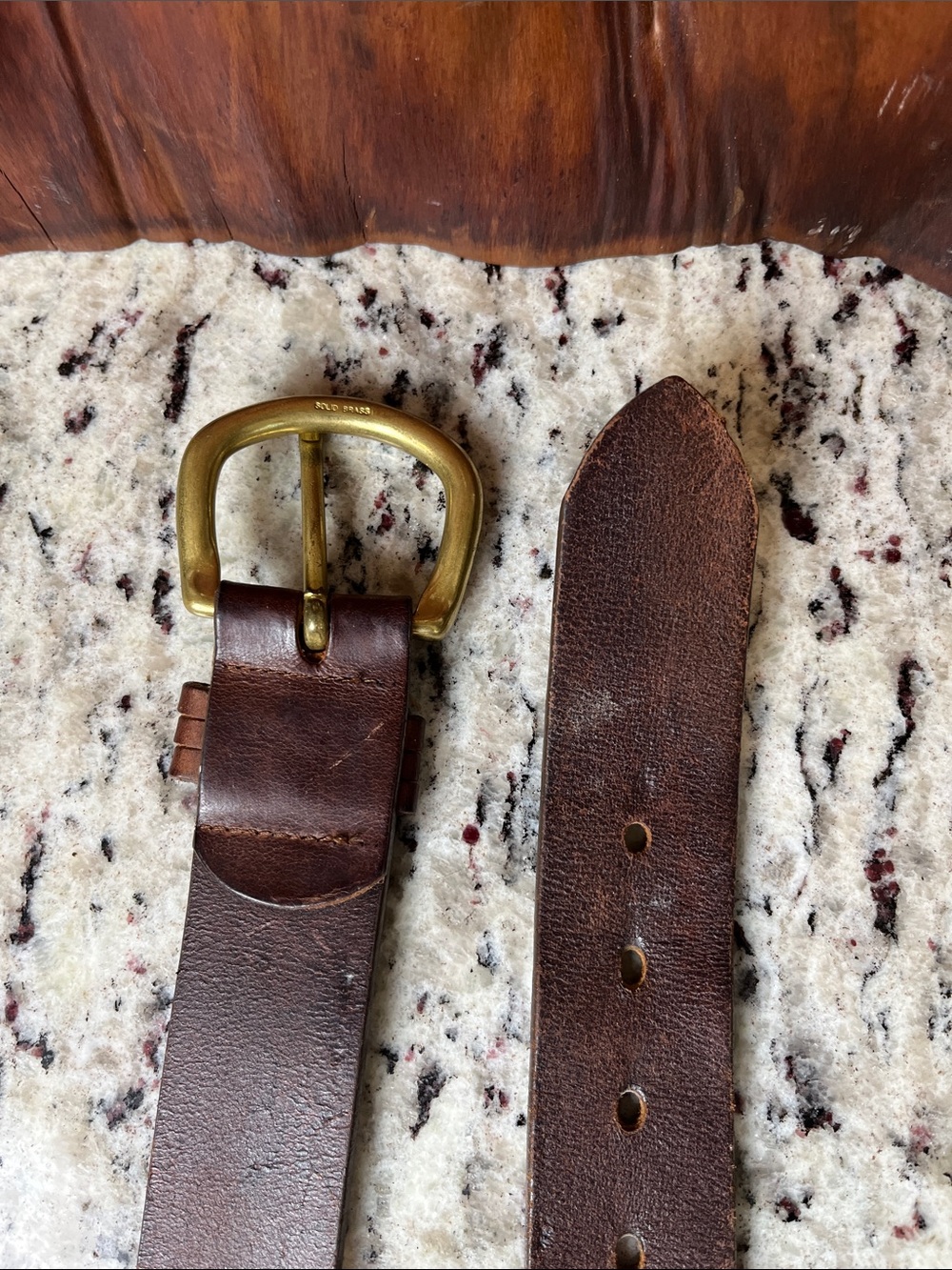 Eddie Bauer Brown Leather Belt with Brass-Tone Buckle - Picture 4 of 8